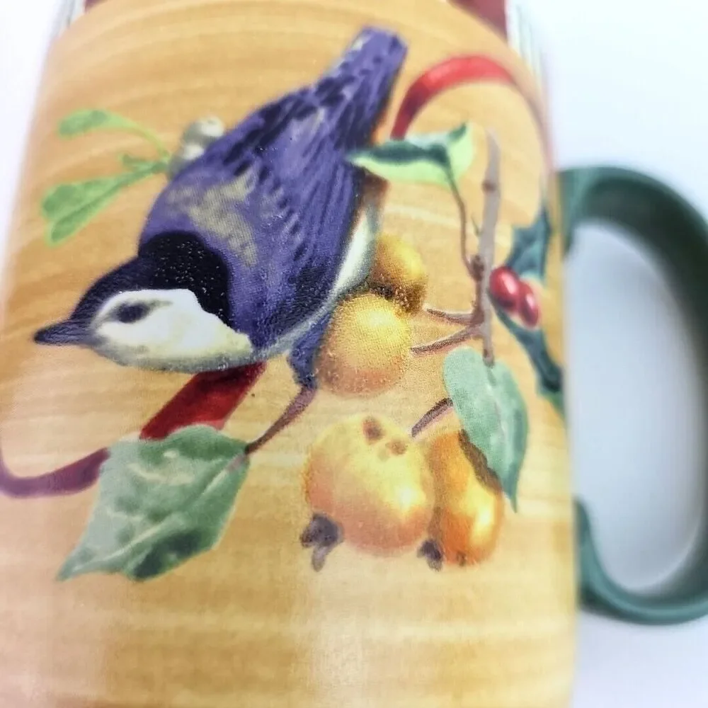 Lenox Coffee Mug Cup Winter Greetings Everyday Holiday Nuthatch Bird on Fruit